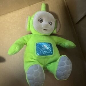 Teletubbies Green Dipsy 7" Beanbag Plush Flocked Face 1998 Eden Vintage PBS Kids